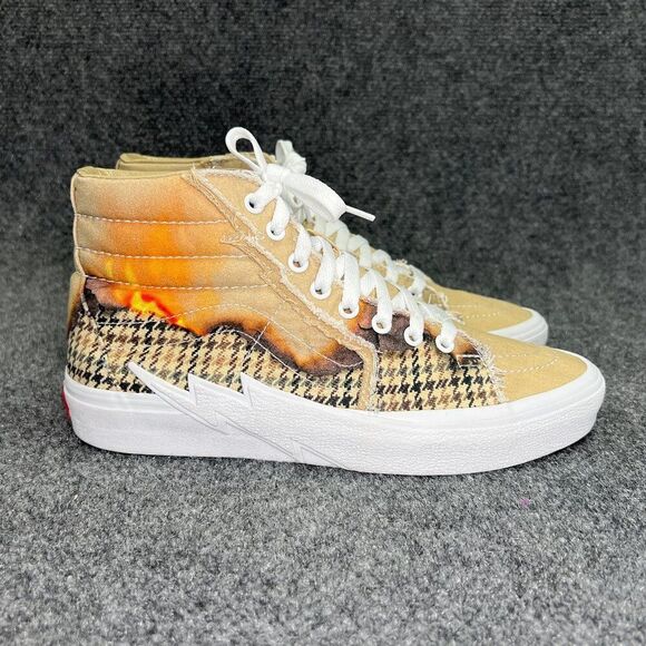 Vans SK8 Hi Bolt Shoes Mens Size 8.5 Orange Big Reveal Taos Taupe Lightning Fire - Picture 1 of 12